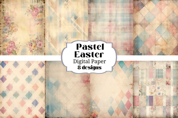 8 Pastel Easter Junk Journal Backgrounds for Spring Crafting