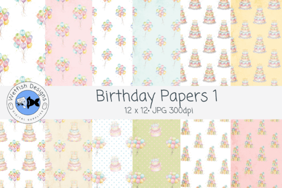 Birthday JPG Papers Backgrounds 1: Soft Pastel Watercolor Designs