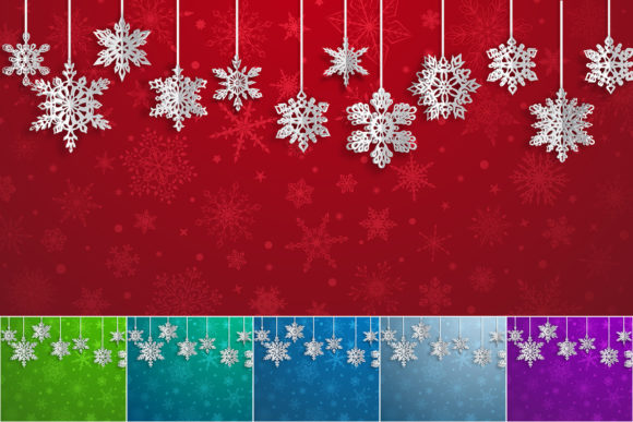 Christmas Backgrounds with Volumetric Snowflakes