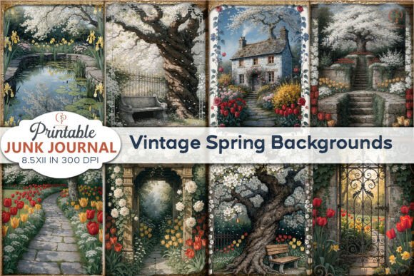 Embrace the Season: Vintage Spring Backgrounds Junk Journal