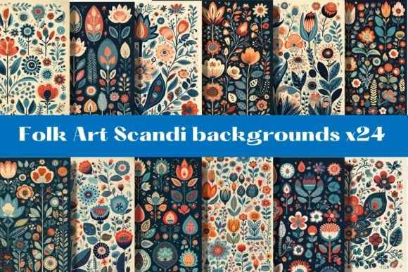 Folk Art Scandi Papers: Beautiful Floral Backgrounds