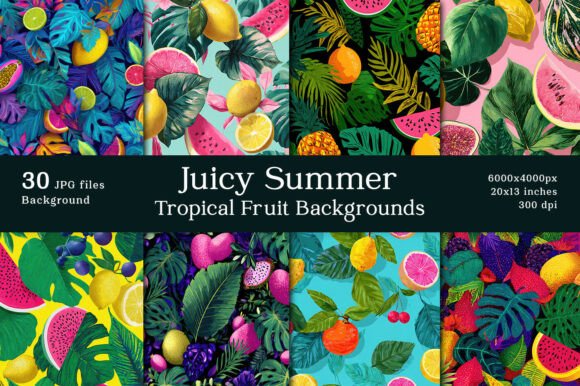 Juicy Summer Tropical Fruit Backgrounds: A Burst of Energy for Your Designs