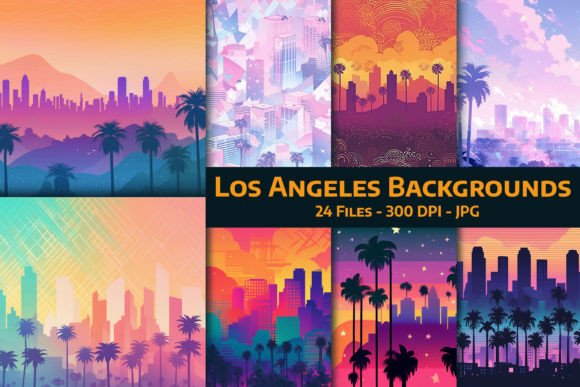 Los Angeles Backgrounds with Palm Trees: Design Assets for Creators