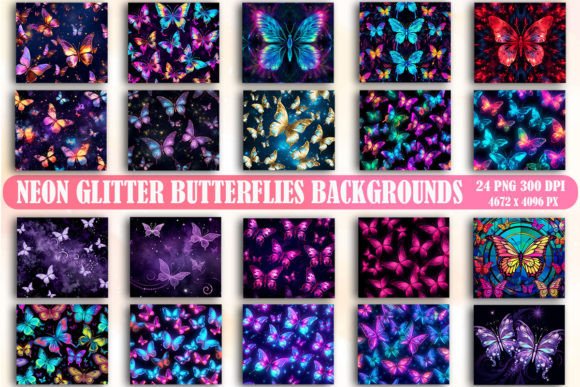 Neon Glitter Butterfly Backgrounds: A Vibrant Design Toolkit