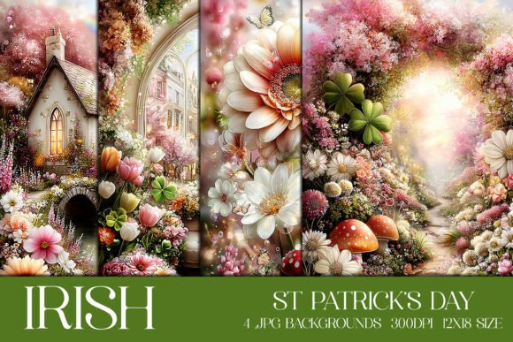 St Patrick's Day Irish Backgrounds, S2: A Floral Twist on Tradition