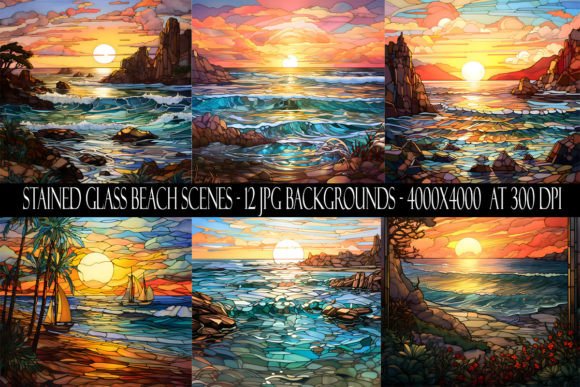 Stained Glass Beach Scene Backgrounds: A Creative Asset
